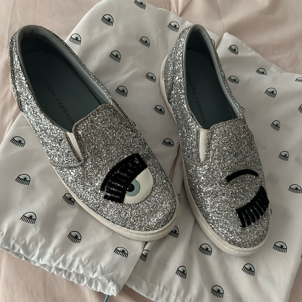 Chiara Ferragni Glitter Slip-On Sneakers